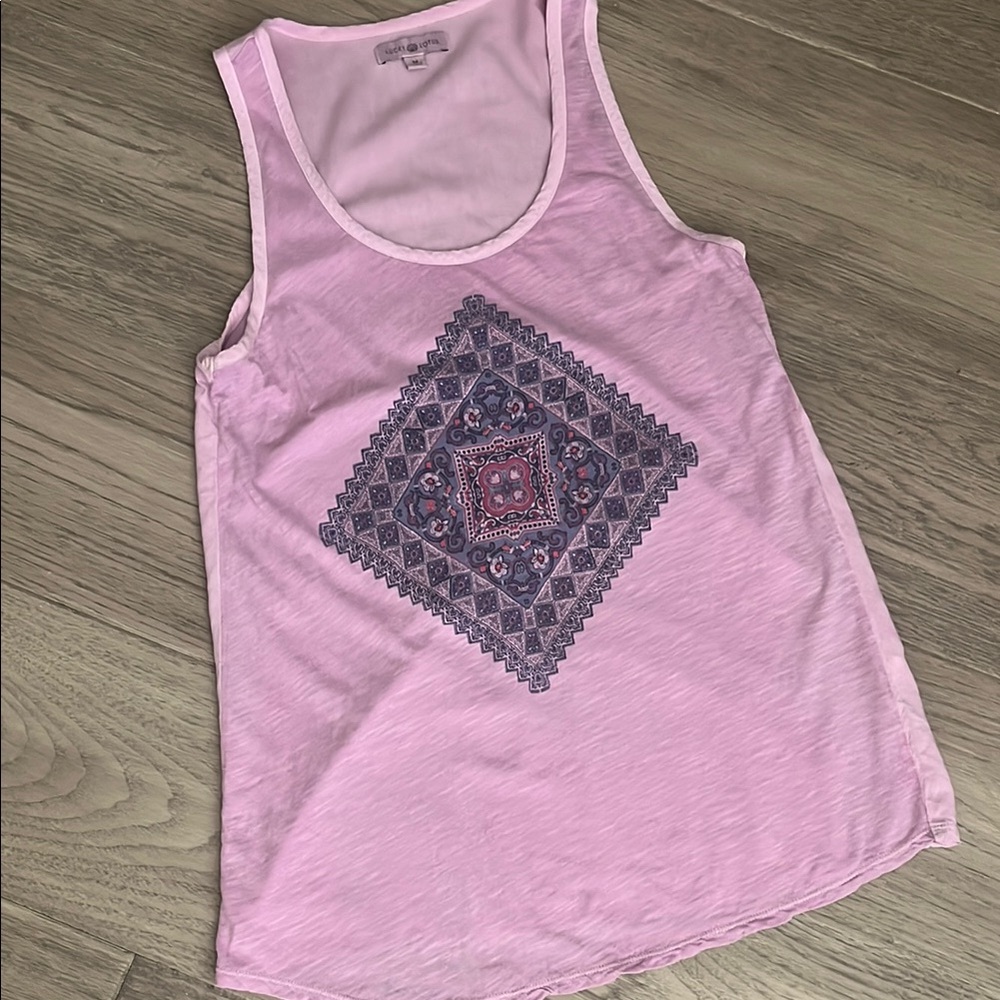 Lucky Brand Lavender Sleeveless Top with Geometric Design